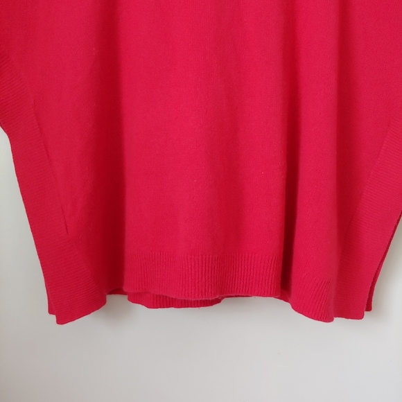 Chico's Cashmere Knit Poncho Sweater Black Label Red Size Large / X-Large - Picture 9 of 16